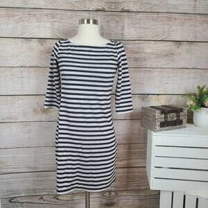 Leota Womens Striped Shift Dress Size XS Black‎ White Mini 3/4 Sleeve Boat Neck